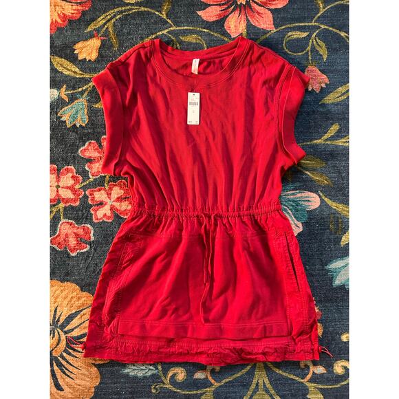 NWT Anthropologie Daily Practice Red Short Sleeve Mini Dress Size Medium - Picture 4 of 9